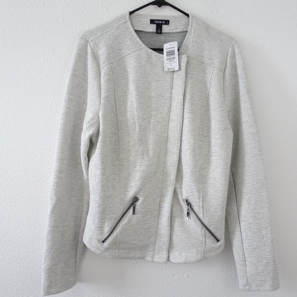 torrid Jackets & Blazers - NWT Women's Torrid Oatmeal Knit Moto Jacket 1X